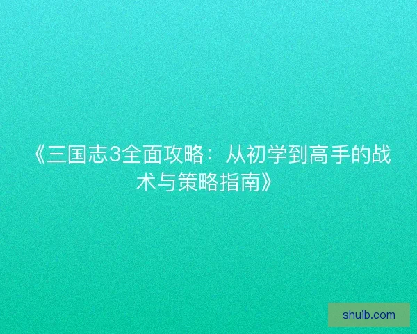 《三国志3全面攻略:从初学到高手的战术与策略指南》 《三国志3全面攻略:从初学到高手的战术与策略指南》