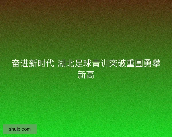 奋进新时代 湖北足球青训突破重围勇攀新高 奋进新时代 湖北足球青训突破重围勇攀新高